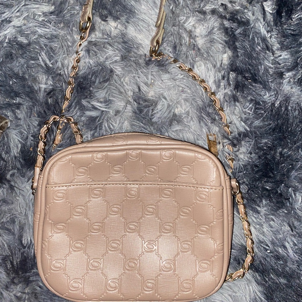 bebe Taupe Crossbody Bag with Chain Strap